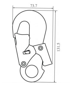 Kratos Safety – Maßzeichnung: Aluminiumkarabiner mit Automatikverschluss