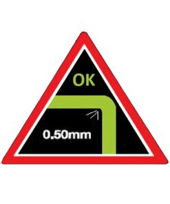 Kratos Safety – Herstellerpiktogramm zur Kantenprüfung mit 0,5 mm Kantenradius