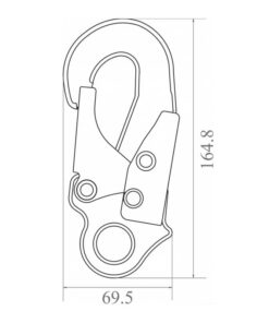 Kratos Safety – Maßzeichnung: DIELECTRI - Dielektrischer Karabiner mit doppelt wirkendem Automatikverschluss