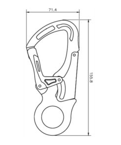 Kratos Safety – Maßzeichnung: Aluminiumkarabiner mit Keylock-Verschluss