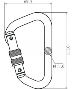 Kratos Safety – Maßzeichnung: Aluminiumkarabiner mit Schraubverschluss