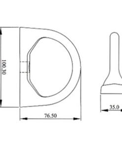 Kratos Safety – Maßzeichnung: D-Ring mit Befestigungsplatte zur Verankerung