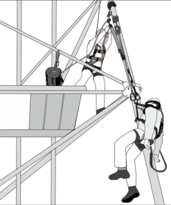 Kratos Safety – Anwendungsdarstellung: EASYLIFT, Flaschenzugsystem für Rettung/Evakuierung