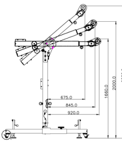 Kratos Safety – Maßzeichnung: EasySafeWay 1, mobiles H-förmiges Basis Davit System