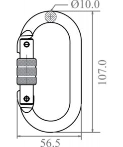 Kratos Safety – Maßzeichnung: Stahl-Karabiner mit Schraubverschluss - Keylock Version