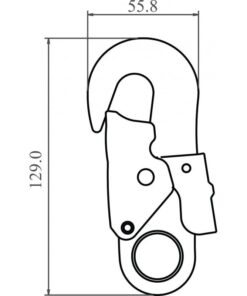Kratos Safety – Maßzeichnung: Stahlkarabiner mit doppelt wirkendem Automatikverschluss