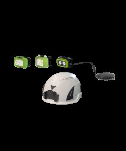 Anwendungsdarstellung: Klebebefestigung zur Anbringung der Batterie der Stirnlampe NEWTON 4 am Helm