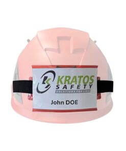 Kratos Safety – Ausweishalter an einem Schutzhelm, Rückansicht
