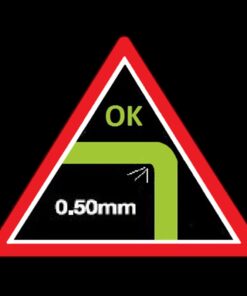 Kratos Safety – Herstellerpiktogramm zur Kantenprüfung mit 0,5 mm Kantenradius