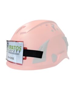 Kratos Safety – Ausweishalter an einem Schutzhelm, gegenüberliegende Seitenansicht