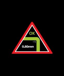 Kratos Safety – Herstellerpiktogramm zur Kantenprüfung mit 0,5 mm Kantenradius
