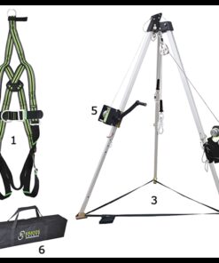 Kratos Safety – Set für enge Räume mit Dreibein, Auffanggurt, Winde und Zubehör