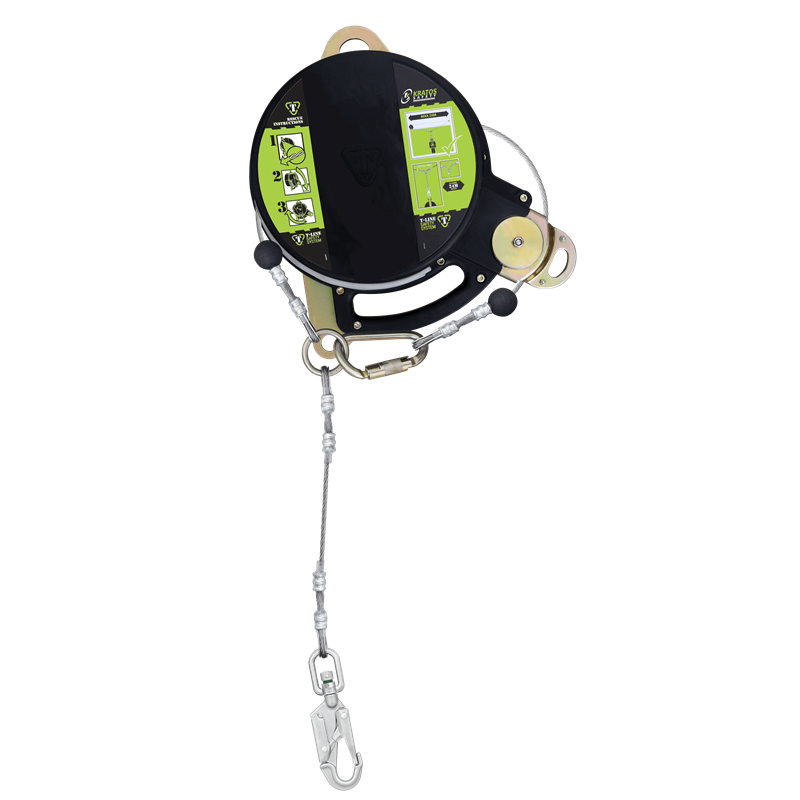 T-LINE, Retractable fall arrester with stainless steel dual safety cable, lg. 12 m